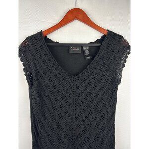 Axcess By Liz Claiborne Black Crochet Sleeveless Top Size S